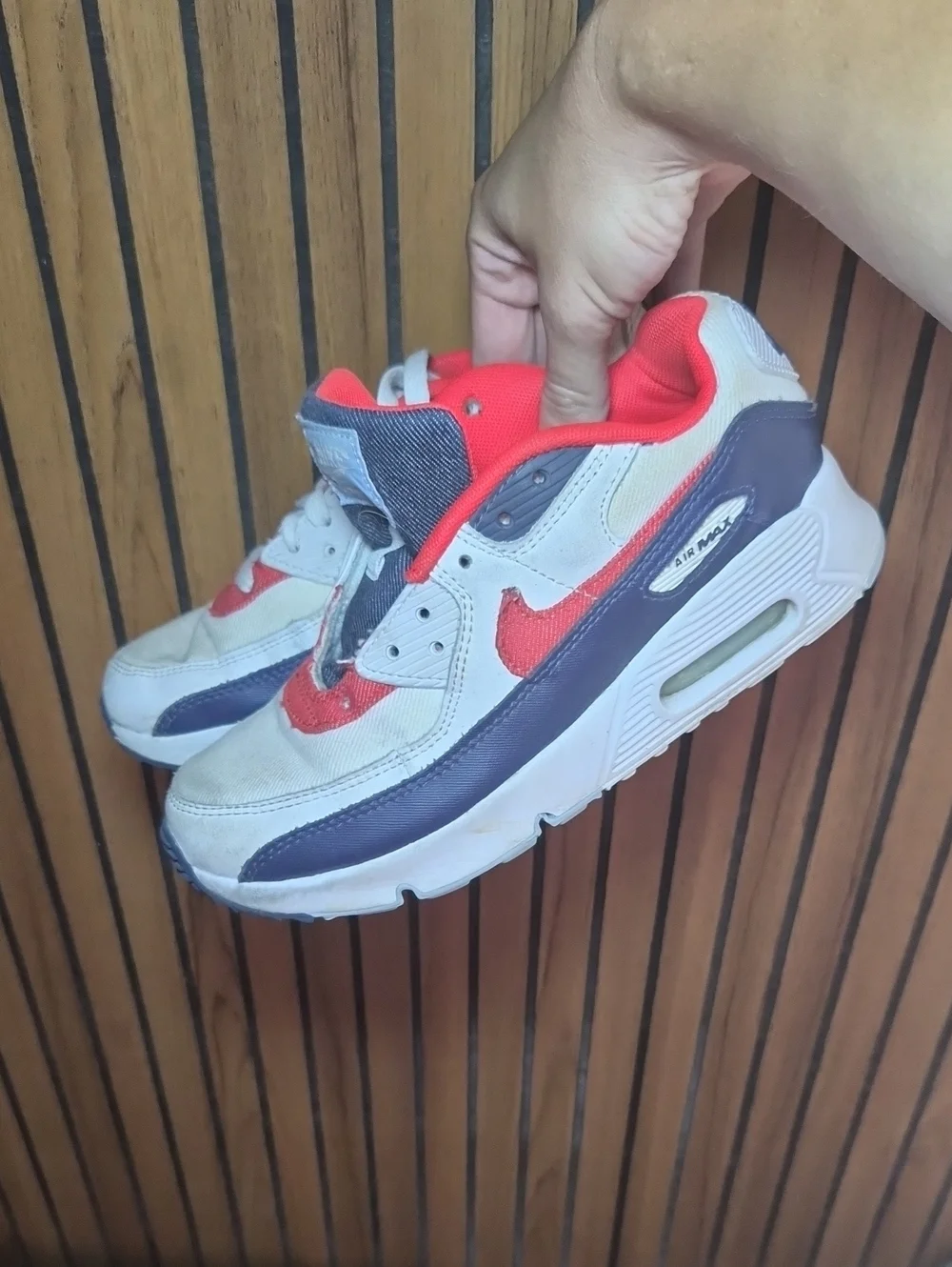 Nike Kids Red White Navy Blue Air Max Sneakers 3Y
